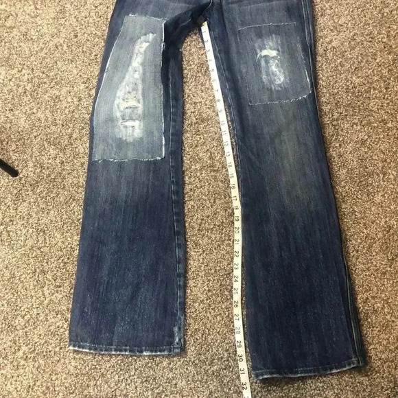 Vintage distressed  JEANS PATCHED RIPPED BOOTCUT JEANS - Picture 7 of 8